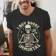 Skeleton I Buy Books Like I'm Immortal Halloween Men's V-Neck T-Shirt Skeleton I Buy Books Like I'm Immortal Halloween Men's V-Neck T-Shirt