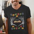Skeleton Heart Read Reading Book Librarian Halloween Women Men's V-Neck T-Shirt