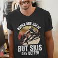 Skier BOOKS ARE GREAT BUT SKIS ARE BETTER Vintage Men's V-Neck T-Shirt