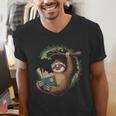 Sloth Reading a Book Lazy Sloth Bookworm Men's V-Neck T-Shirt Sloth Reading a Book Lazy Sloth Bookworm Men's V-Neck T-Shirt