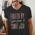 Smutty Book Lover Women Fueled By Sarcasm And Smut Spicy Men's V-Neck T-Shirt