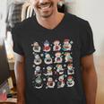 Snowman Reading Book Christmas Cozy Book Lover Bookish Men's V-Neck T-Shirt Snowman Reading Book Christmas Cozy Book Lover Bookish Men's V-Neck T-Shirt