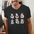 Snowman Reading Book Santa Christmas Bookish Teacher Men's V-Neck T-Shirt