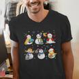Snowman Reading Books Teacher Christmas Librarian Bookworm Men's V-Neck T-Shirt