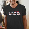 Snowman Reading Books Teacher Librarian Bookworm Christmas Men's V-Neck T-Shirt