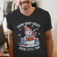 Snowman Reading Snow Many Books Snow Little Time Winter Men's V-Neck T-Shirt