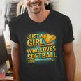 Softball Just A Girl Comic Book Style Graphic For Teens Men's V-Neck T-Shirt Softball Just A Girl Comic Book Style Graphic For Teens Men's V-Neck T-Shirt