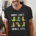 Sorry Can't Books Bye Dinosaur Librarian Bookworm Teacher Men's V-Neck T-Shirt