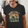 Sorry I Can't I'm Booked Reading For Cat Lover For Men Women Men's V-Neck T-Shirt