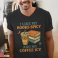 Spicy Books And Iced Coffee Book Lover Smut Reader Men's V-Neck T-Shirt