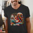 Squirrel Reading a Book Lover Bookworm Men's V-Neck T-Shirt