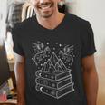 Stack Of Books And Dragons Bookworm Fantasy Books Lover Men's V-Neck T-Shirt Stack Of Books And Dragons Bookworm Fantasy Books Lover Men's V-Neck T-Shirt