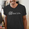 Stack Of Books Get Lit Book Reading Reader Men's V-Neck T-Shirt