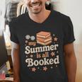 My Summer Is All Booked Book Lover Reading Vacation 2025 Men's V-Neck T-Shirt
