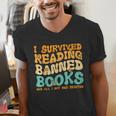 I Survived Reading Banned Books Read Librarian Men Women Men's V-Neck T-Shirt I Survived Reading Banned Books Read Librarian Men Women Men's V-Neck T-Shirt