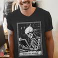 Tarot Card Shirt The Reader Tarot Skeleton Reading Book Men's V-Neck T-Shirt Tarot Card Shirt The Reader Tarot Skeleton Reading Book Men's V-Neck T-Shirt