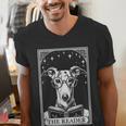 Tarot Card Vintage Whippet Dog Book Lover The Reader Men's V-Neck T-Shirt
