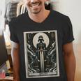 Tarot Cards Guide Book Esoteric Mysticism Clothing Tarot Card Justice Men's V-Neck T-Shirt Tarot Cards Guide Book Esoteric Mysticism Clothing Tarot Card Justice Men's V-Neck T-Shirt