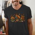 Teacher Fall Thanksgiving Turkey Reading Books Lovers Men's V-Neck T-Shirt