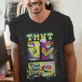 Teenage Mutant Ninja Turtles Retro Neon Comic Book Panels Men's V-Neck T-Shirt