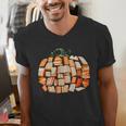 Thanksgiving Fall Books Pumpkins Vintage Library Teacher Kid Men's V-Neck T-Shirt Thanksgiving Fall Books Pumpkins Vintage Library Teacher Kid Men's V-Neck T-Shirt