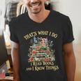 That's What I Do I Read Books And I Know Things Book Floral Men's V-Neck T-Shirt
