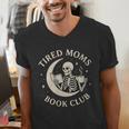Tired Moms Book Club Skeleton Reading Books Moon Men's V-Neck T-Shirt