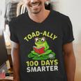 Toad-Ally 100 Days Smarter Frog Reading Book 100 School Day Men's V-Neck T-Shirt Toad-Ally 100 Days Smarter Frog Reading Book 100 School Day Men's V-Neck T-Shirt