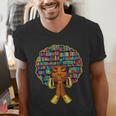 History Month Afro Women Book Lover Librarian Teacher Men's V-Neck T-Shirt