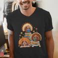 Turkey Read Books Reading Fall Thanksgiving Teacher Men's V-Neck T-Shirt