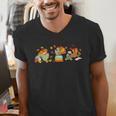Turkey Reading Books Fall Thanksgiving Teacher Book Lovers Men's V-Neck T-Shirt Turkey Reading Books Fall Thanksgiving Teacher Book Lovers Men's V-Neck T-Shirt