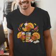 Turkey Reading Books Fall Thanksgiving Teacher Librarian Men's V-Neck T-Shirt