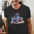 Turtle Wearing Sunglasses Reading A Book On The Beach Summer Men's V-Neck T-Shirt