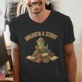 Unearth a Story Dinosaur Reading Books Summer 2026 Men's V-Neck T-Shirt Unearth a Story Dinosaur Reading Books Summer 2026 Men's V-Neck T-Shirt