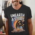 Unearth A Story Rainbow Treasure Book Men's V-Neck T-Shirt Unearth A Story Rainbow Treasure Book Men's V-Neck T-Shirt