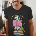 Unicorn Read Reading Book Librarian America Girls Women Men's V-Neck T-Shirt Unicorn Read Reading Book Librarian America Girls Women Men's V-Neck T-Shirt