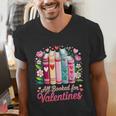 Valentine All Booked For Valentine Book Lovers Teacher Kid Men's V-Neck T-Shirt