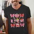 Valentine Cupid Coquette Pink Bow Apple Books Teacher Men's V-Neck T-Shirt