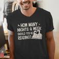 Vintage How Many Nights Reading 67 Meme Book Lover Teacher Men's V-Neck T-Shirt
