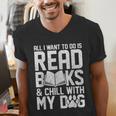 All I Want To Do Is Read Books Reading Dog Lovers Men's V-Neck T-Shirt All I Want To Do Is Read Books Reading Dog Lovers Men's V-Neck T-Shirt