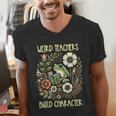 Weird Teachers Build Character Frog Reading Book Librarian Men's V-Neck T-Shirt Weird Teachers Build Character Frog Reading Book Librarian Men's V-Neck T-Shirt