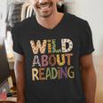Wild About Reading Book Animal Children's Book Lover Teacher Men's V-Neck T-Shirt