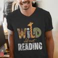 Wild About Reading Books Animal Theme Bookworm Library Day Men's V-Neck T-Shirt Wild About Reading Books Animal Theme Bookworm Library Day Men's V-Neck T-Shirt