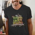 Wild About Reading Books Lovers Novelty Bookworm Library Day Men's V-Neck T-Shirt Wild About Reading Books Lovers Novelty Bookworm Library Day Men's V-Neck T-Shirt
