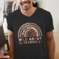 Wild About Reading Books Reader Lover Library Day Librarian Men's V-Neck T-Shirt