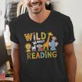 Wild About Reading Kid Love Wild Animal Books Back To School Men's V-Neck T-Shirt Wild About Reading Kid Love Wild Animal Books Back To School Men's V-Neck T-Shirt