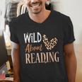 Wild About Reading Teacher Books Reader Lovers Leopard Zebra Men's V-Neck T-Shirt Wild About Reading Teacher Books Reader Lovers Leopard Zebra Men's V-Neck T-Shirt