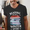 Winter Reading Book Bookworm Winter Men's V-Neck T-Shirt Winter Reading Book Bookworm Winter Men's V-Neck T-Shirt