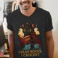 Wizard Cat Reading a Book While Crocheting Men's V-Neck T-Shirt Wizard Cat Reading a Book While Crocheting Men's V-Neck T-Shirt