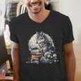 Wolf Reading Book Librarian Library Wolves Men's V-Neck T-Shirt